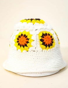 Flower Knit Crochet Hat