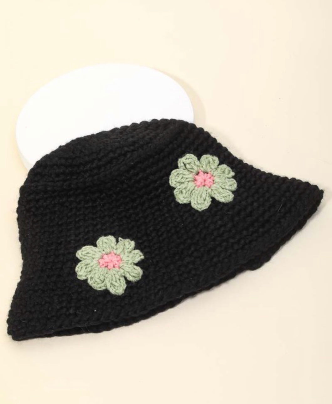 Crochet Knit Flower Bucket Hat